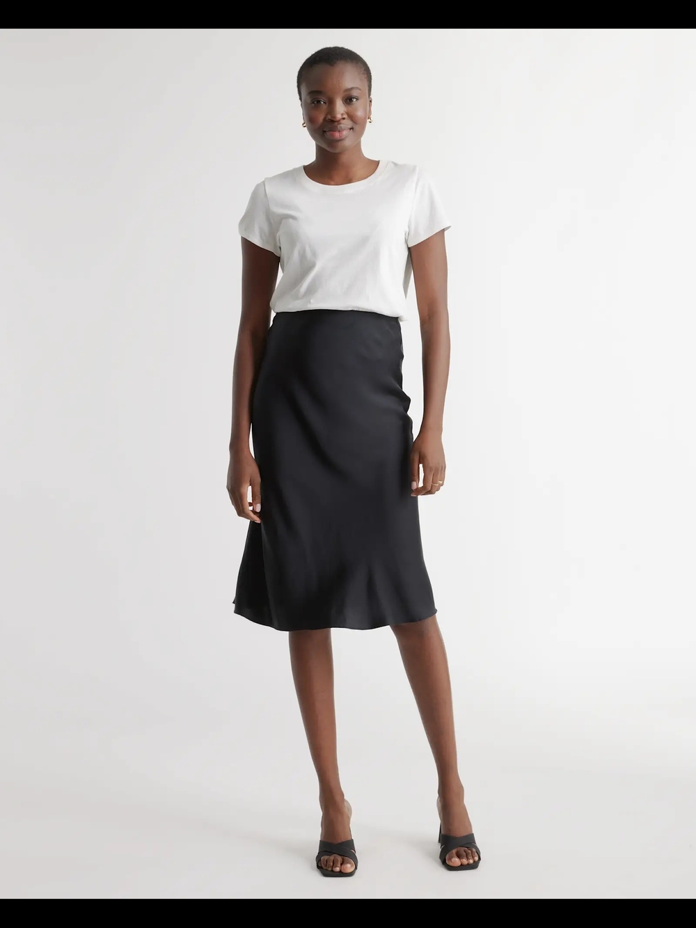 Quince 100% Washable Silk Midi Skirt Black S - Picture 2 of 7
